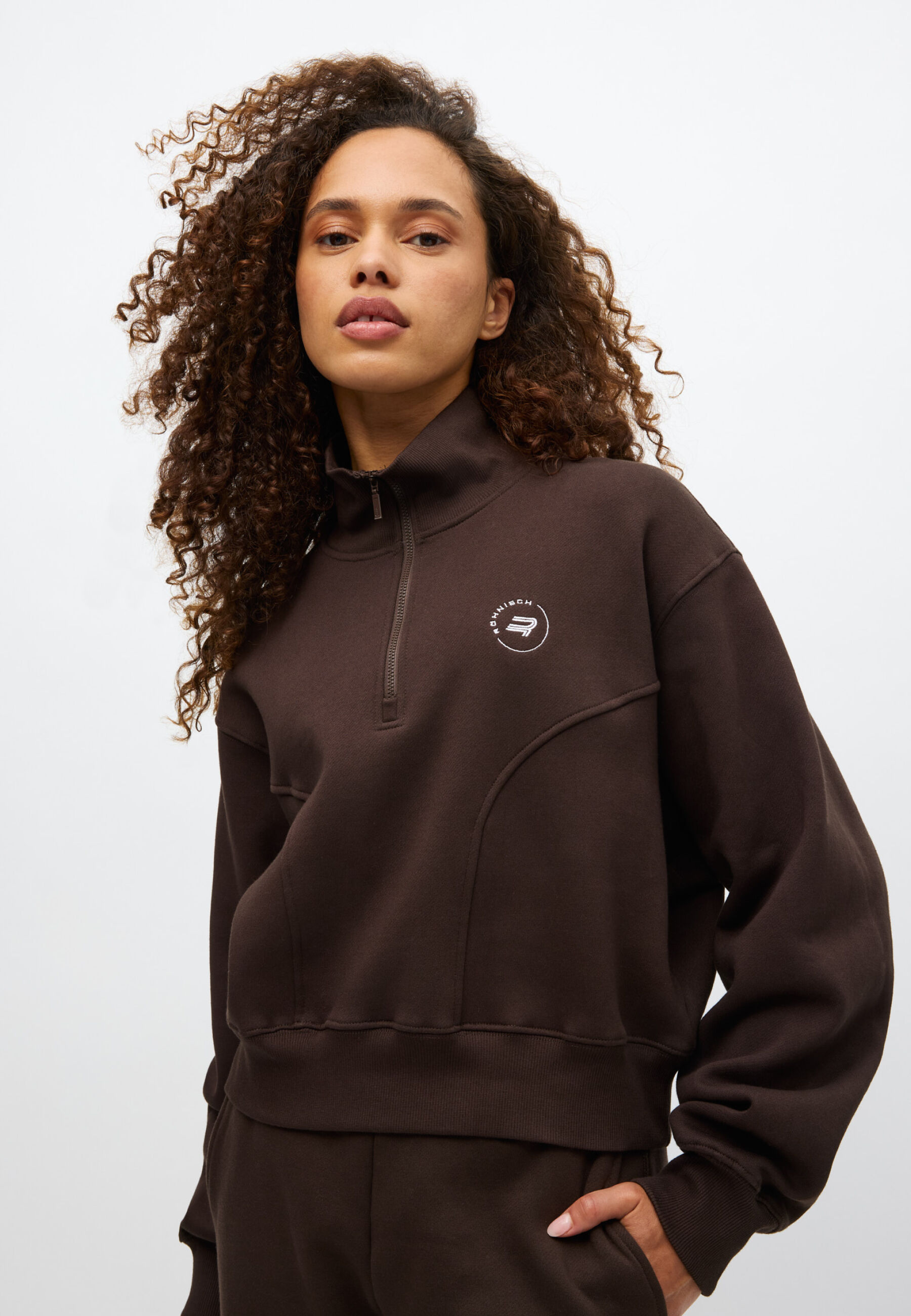 Base Sweat Half Zip Brun