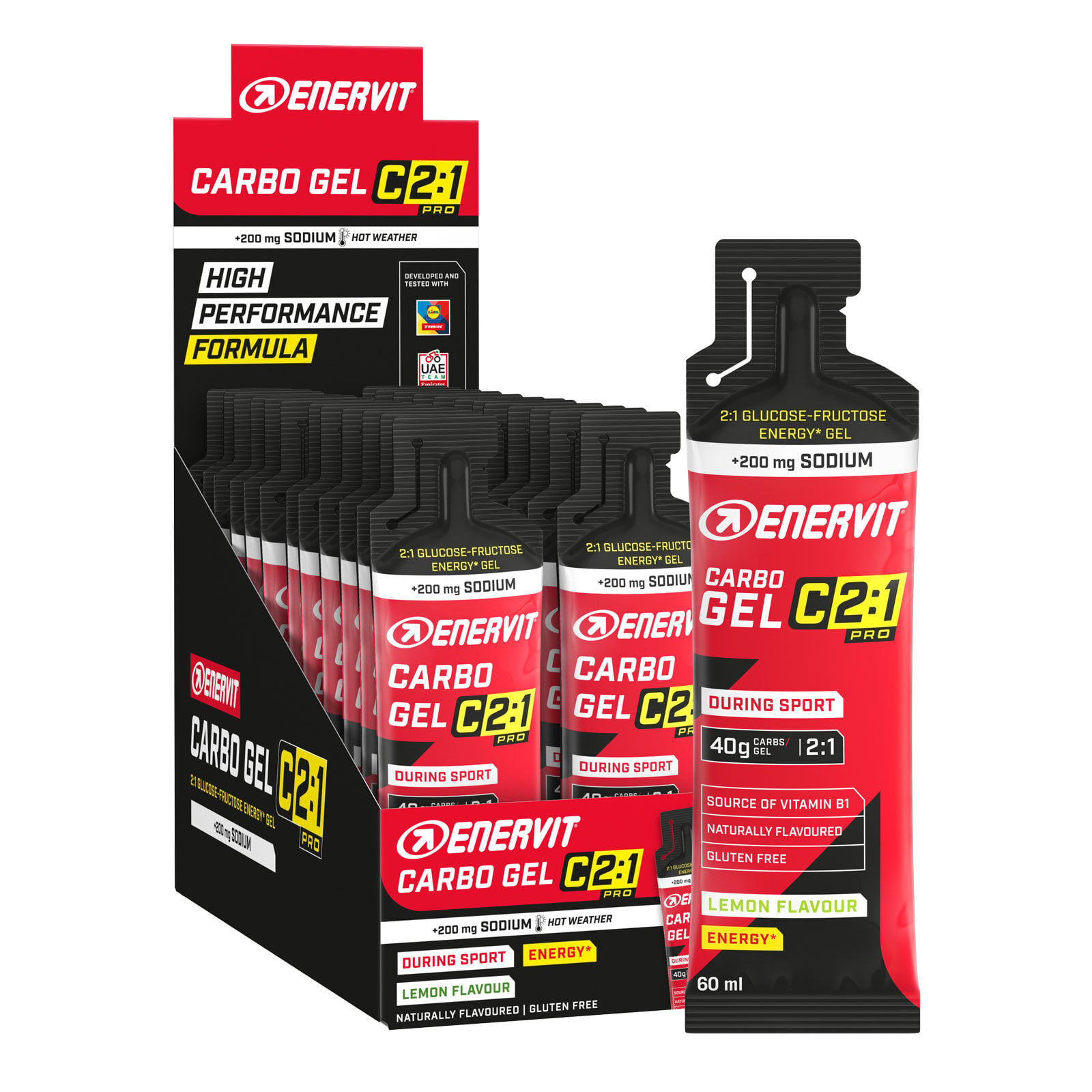 24 x Enervit C2:1 Carbo Gel Lemon Sodium 60 ml Lemon
