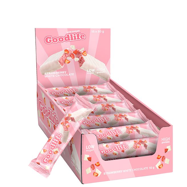 15 x Goodlife Low Sugar, 50 g Strawberry White chocolate