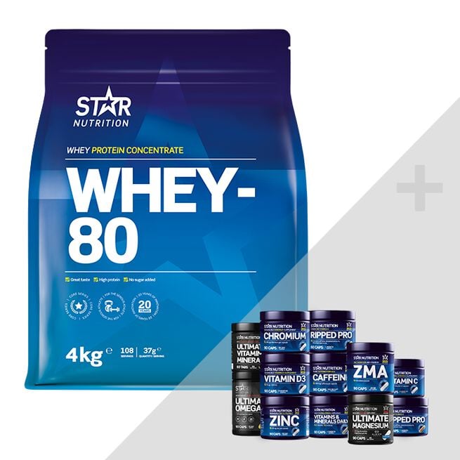 Whey-80 Valleprotein 4 kg + Bonusprodukt
