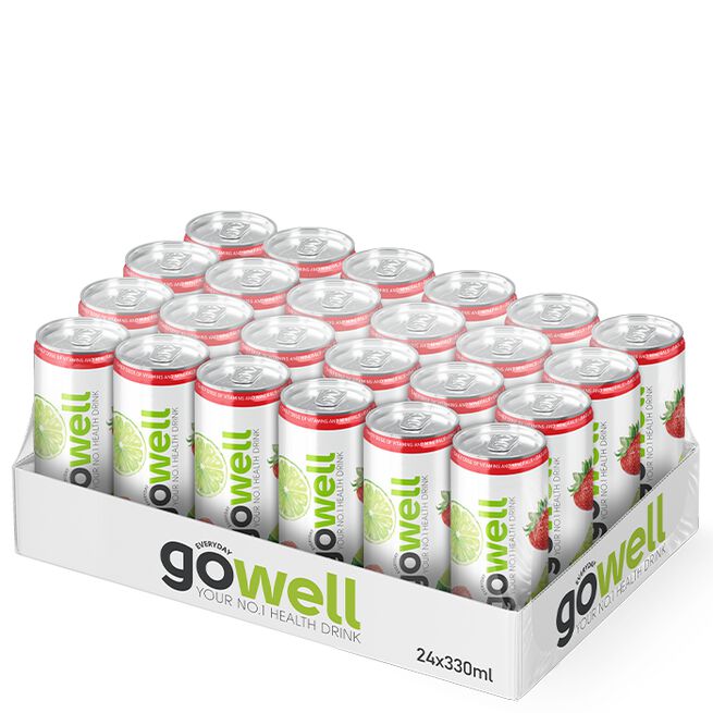 24 x GoWell Functional Drink kasse 33 cl Jordgubb Lime