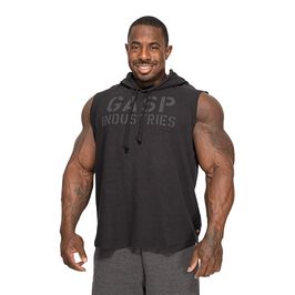 Gasp Thermal sl Hoodie, Washed Black Thermal Kortærmet Hoodie Sort