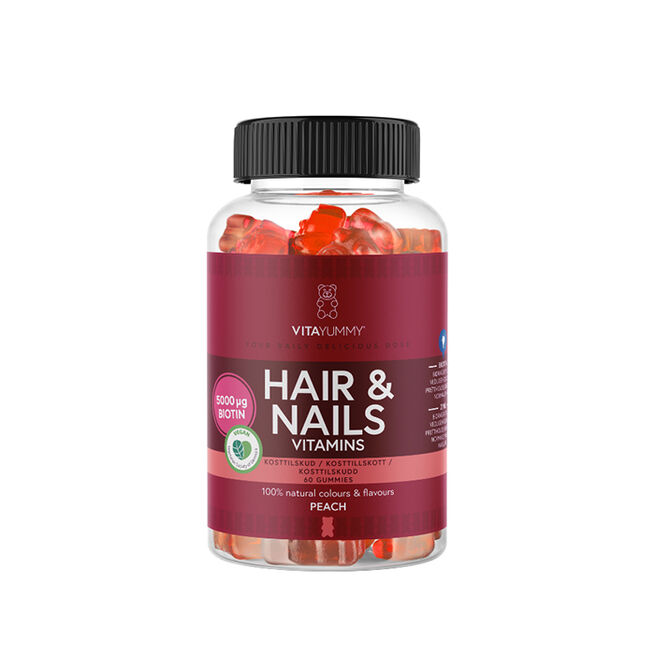 Hår & negle vitaminer 60 Gummies Fersken