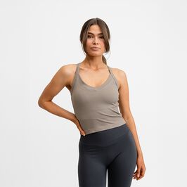 Ribbed Sports Tank Top, Almond, XS  Træningtop Beige