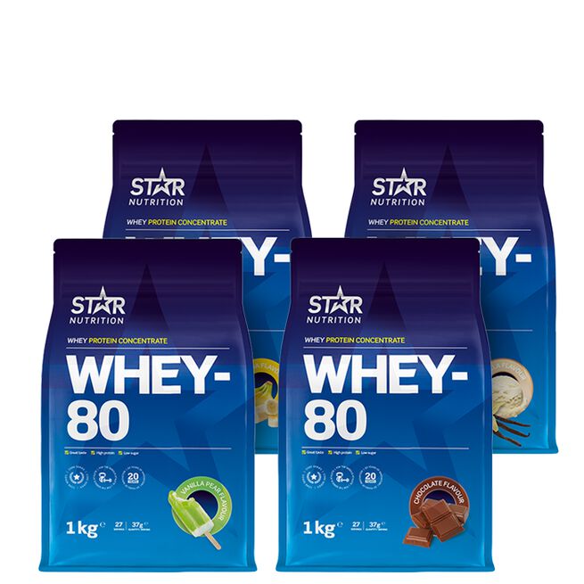 Mix&Match: 4 x Whey-80 Valleprotein 1 kg