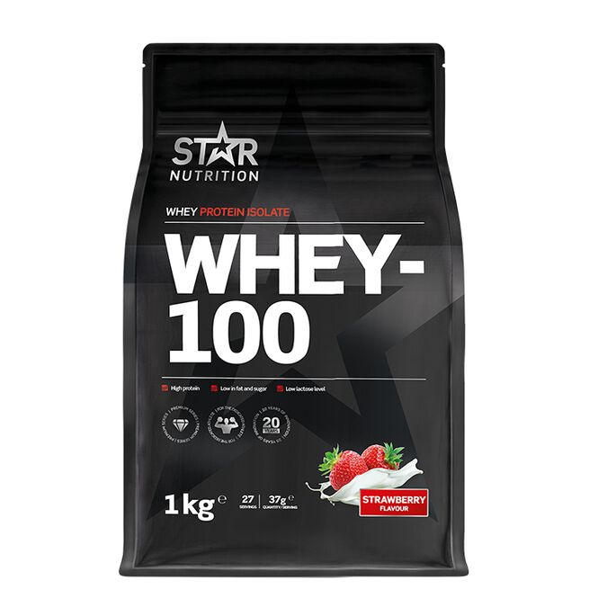 Whey-100 Valleprotein 1 kg Jordgubb