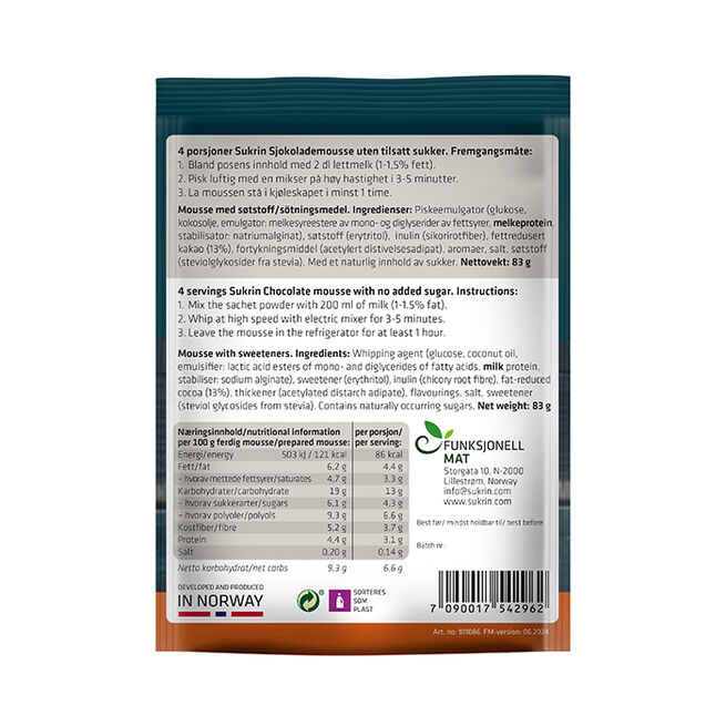 Sukrin Hazelnut Mousse 83 g