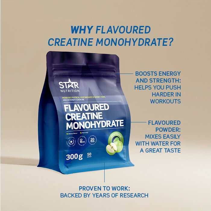 Kreatinmonohydrat med smag 300 g Green Apple - NEW