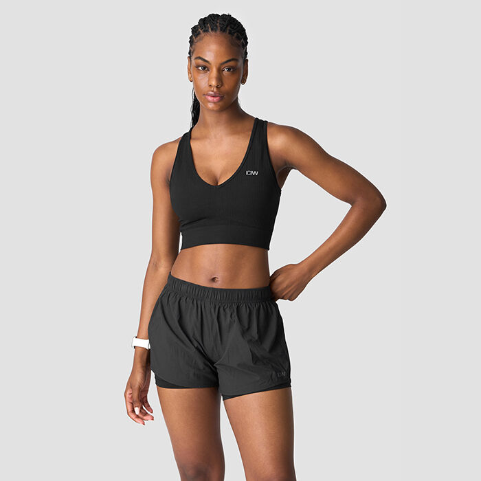 Ribbet Seamless Cropped Tr&aelig;ningstop Sort  