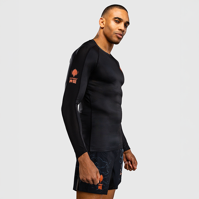 Venum Thunder Dragon Lang&aelig;rmet Rashguard Sort Gr&aring; Kobber