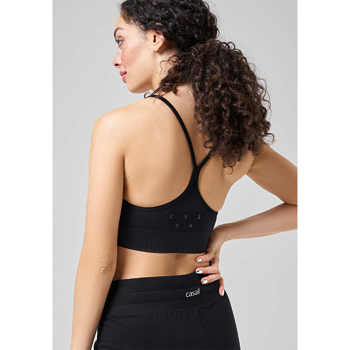 Seamless Graphical Rib Sports Top, Black