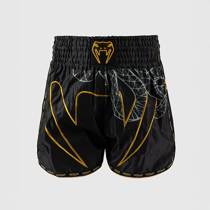 Serpenti Muay Thai-Shorts Sort S&oslash;lv Guld