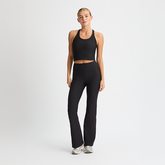 Ribstrikkede Flare Tights Sort