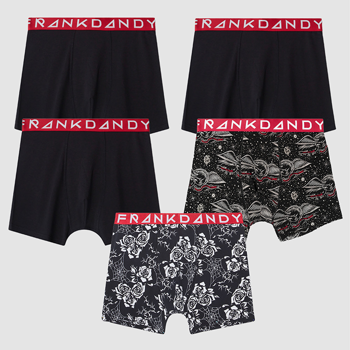 Boxershorts 5 pack Sort R&oslash;d