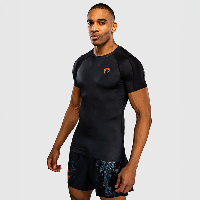 Venum Thunder Dragon Kort&aelig;rmet Rashguard Sort Gr&aring; Kobber