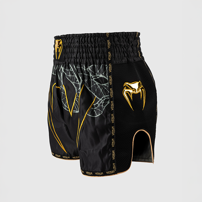 Serpenti Muay Thai-Shorts Sort S&oslash;lv Guld