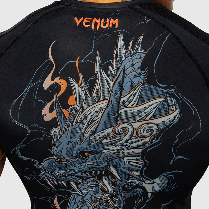 Venum Thunder Dragon Kort&aelig;rmet Rashguard Sort Gr&aring; Kobber