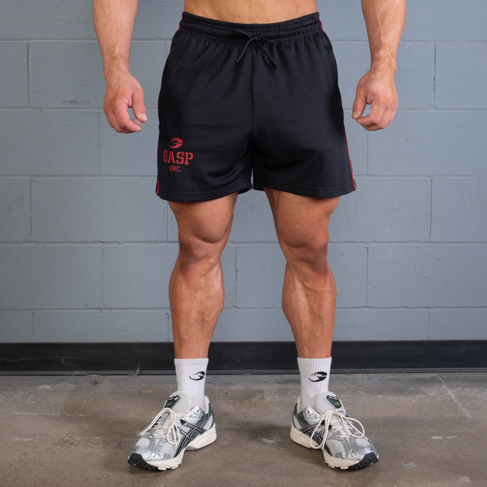 2 Stripe St. Mesh Shorts, Black/Red