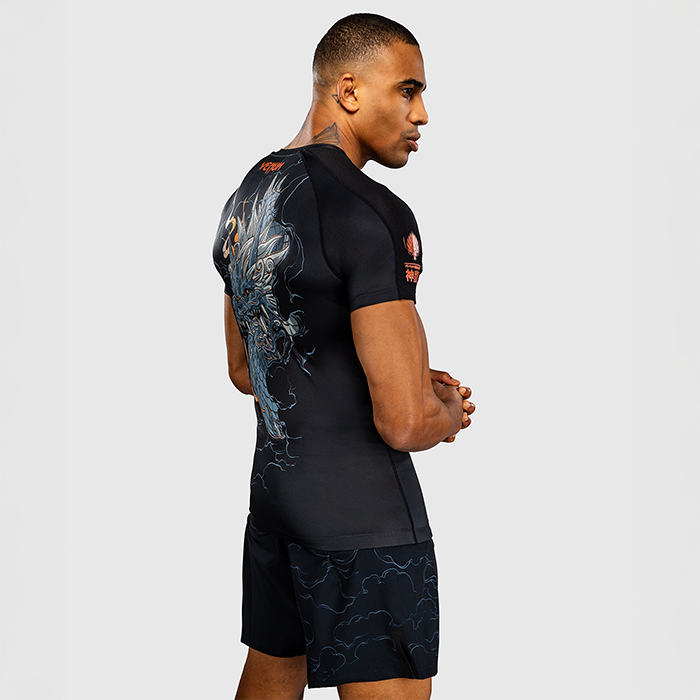Venum Thunder Dragon Kort&aelig;rmet Rashguard Sort Gr&aring; Kobber