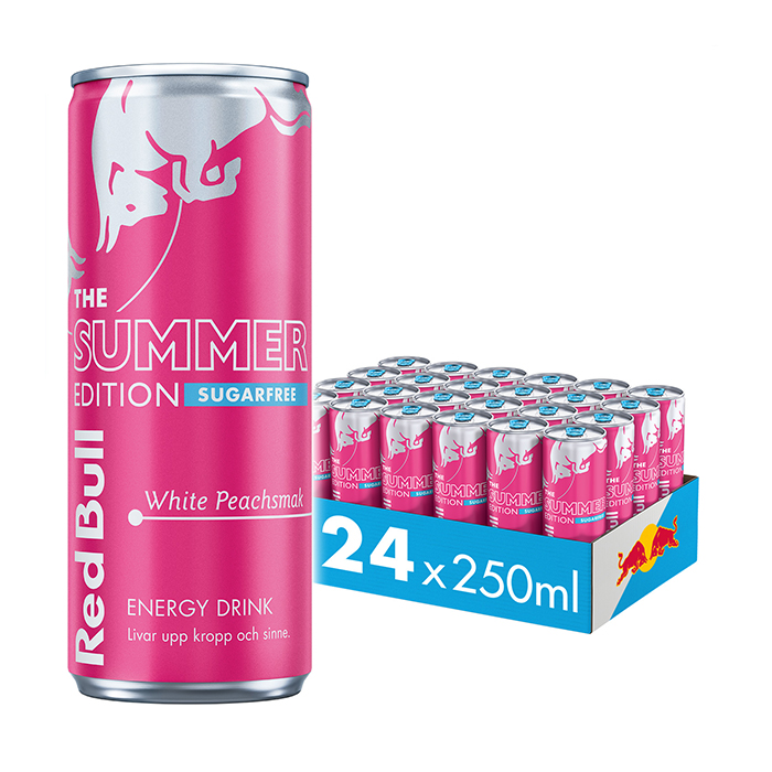 24 x Red Bull Energidrik 250 ml White Peach Sugarfree