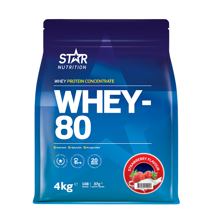 Whey-80 Valleprotein 4 kg jordgubb