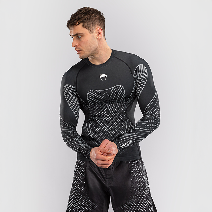 Venum Midnight Fury Lang&aelig;rmet Rashguard Sort Gr&aring; S&oslash;lv