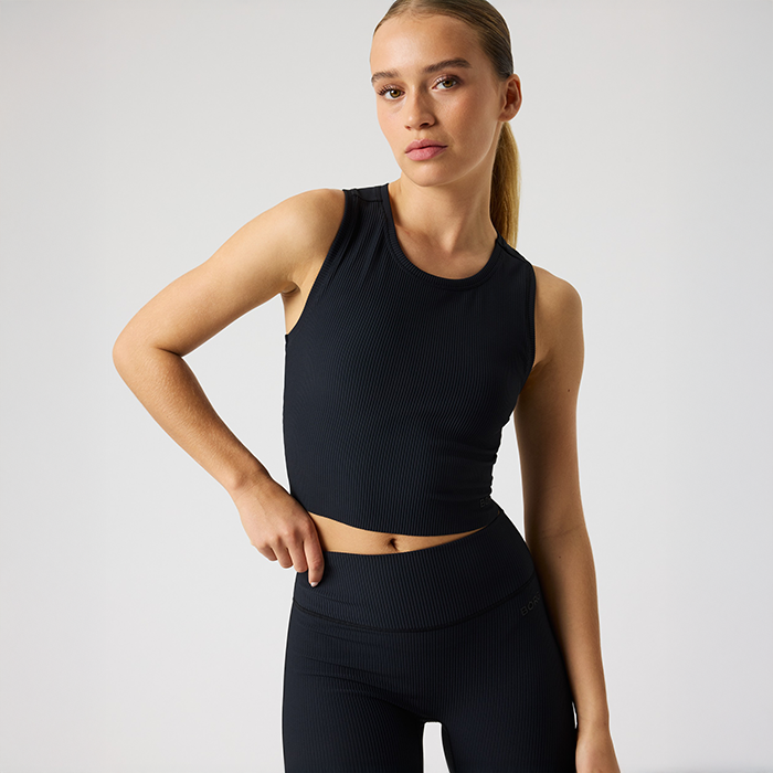 Studio Ribbed Cropped Tanktop Sort