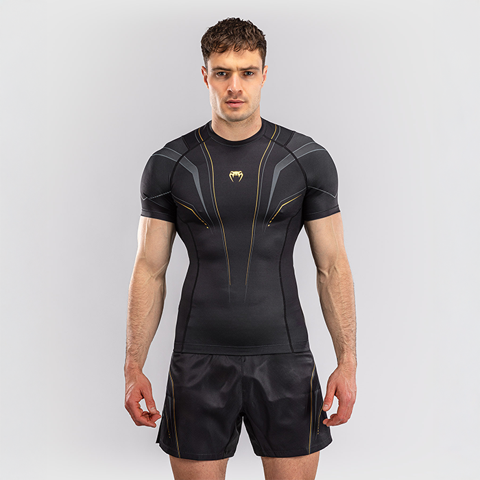Venum Streamline Kort&aelig;rmet Rashguard Sort Guld