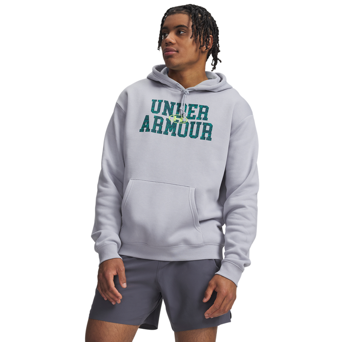 UA Rival Flc Camo Fill Hdy Black Medium Heather Grey