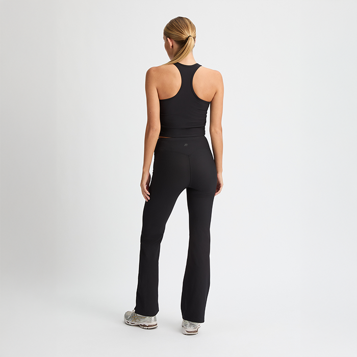 Ribstrikkede Flare Tights Sort