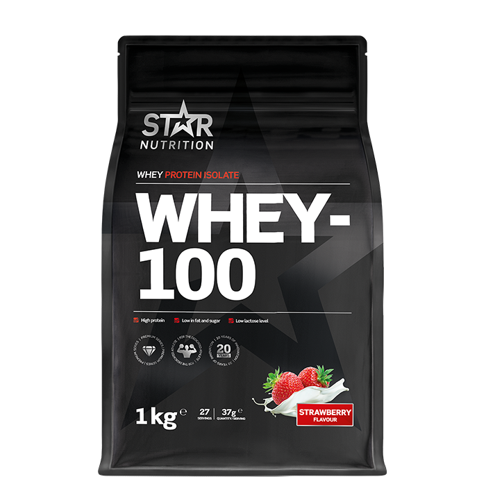 Whey-100 Valleprotein 1 kg jordgubb