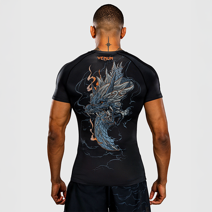 Venum Thunder Dragon Kort&aelig;rmet Rashguard Sort Gr&aring; Kobber