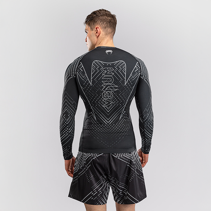 Venum Midnight Fury Lang&aelig;rmet Rashguard Sort Gr&aring; S&oslash;lv