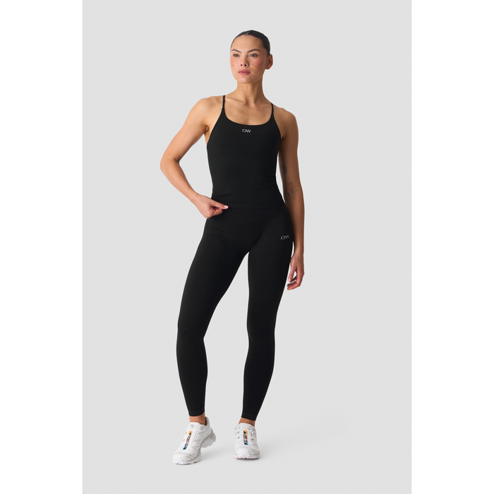 Smooth Seamless 2 i 1 Tanktop med Tynde Stropper Sort