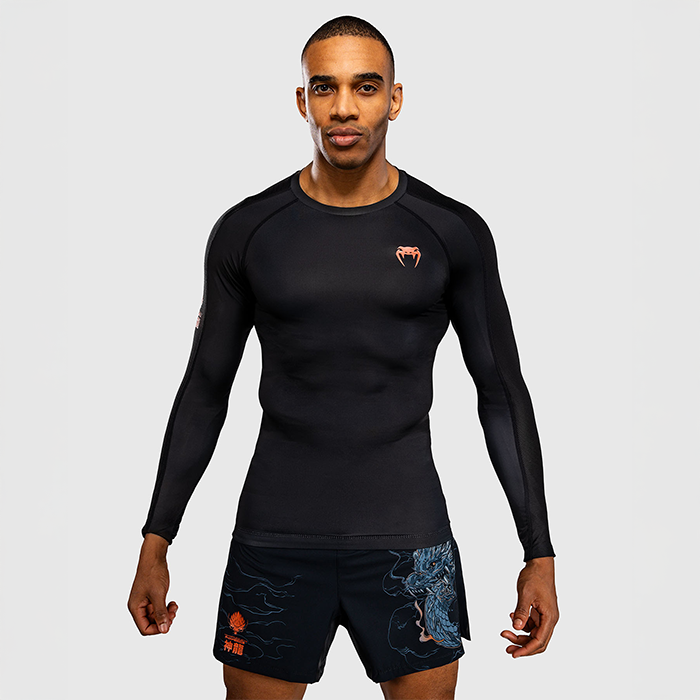 Venum Thunder Dragon Lang&aelig;rmet Rashguard Sort Gr&aring; Kobber