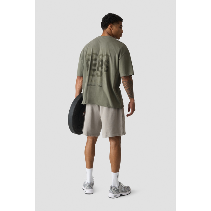 Grit T-Shirt Print, Stonewashed Warm green