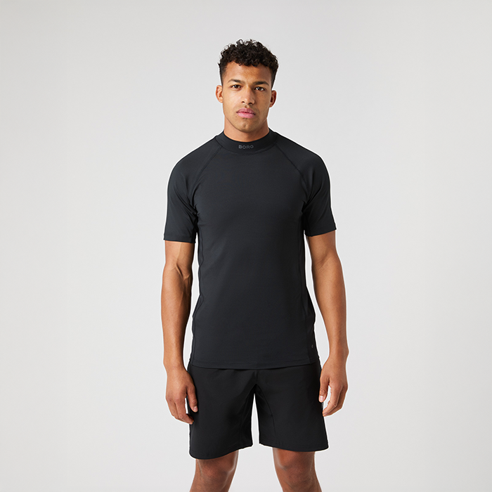 Mock Neck T‑shirt Sort