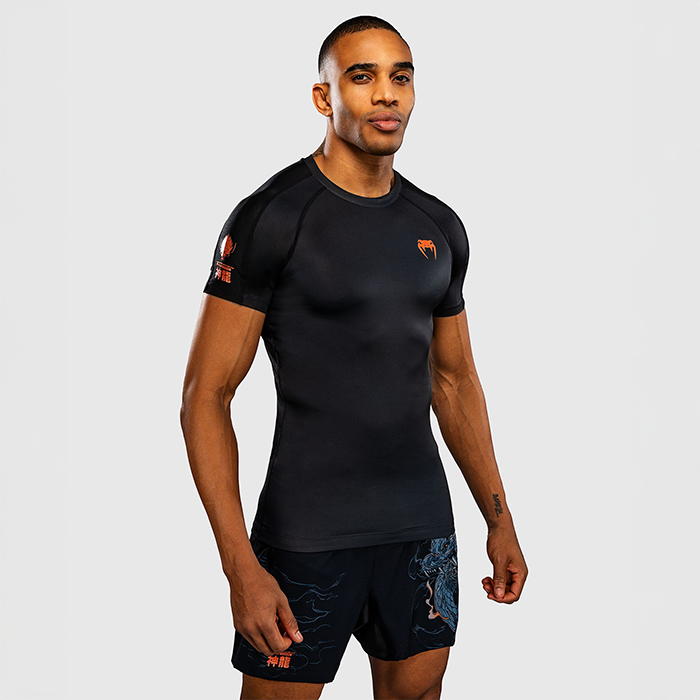 Venum Thunder Dragon Kort&aelig;rmet Rashguard Sort Gr&aring; Kobber