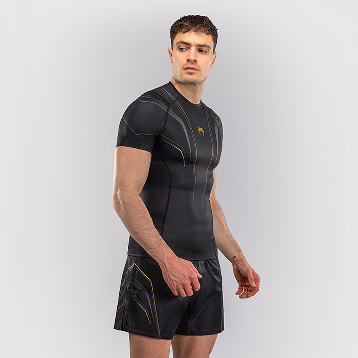 Venum Streamline Kort&aelig;rmet Rashguard Sort Guld