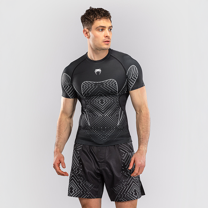 Venum Midnight Fury Kort&aelig;rmet Rashguard Sort Gr&aring; S&oslash;lv