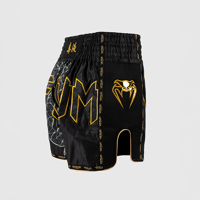 Serpenti Muay Thai-Shorts Sort S&oslash;lv Guld
