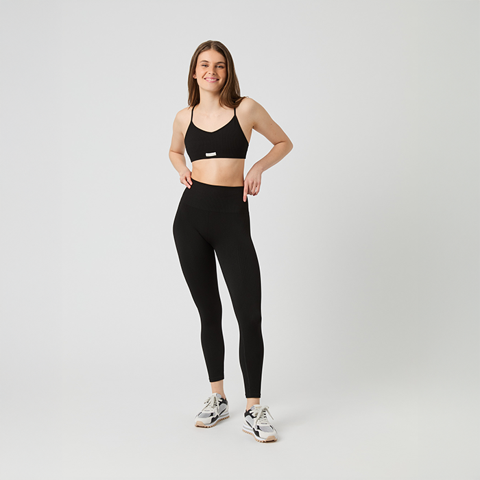 Seamless Ribbed Stropl&oslash;s BH Sort