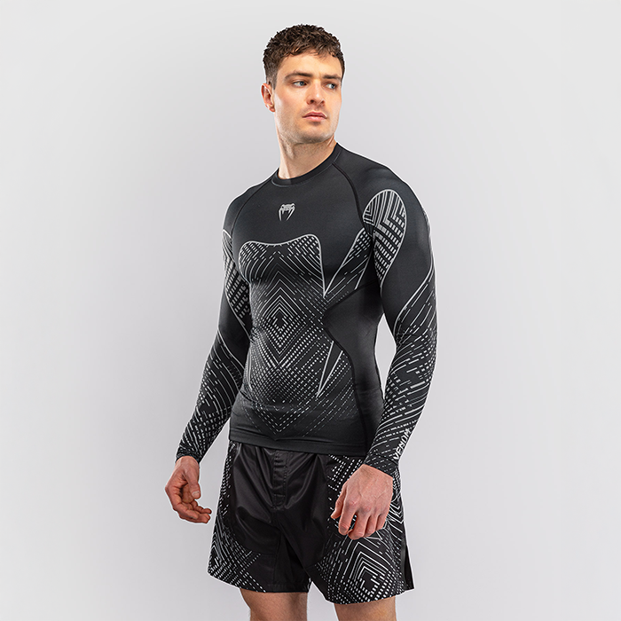 Venum Midnight Fury Lang&aelig;rmet Rashguard Sort Gr&aring; S&oslash;lv