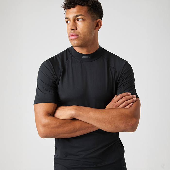 Mock Neck T‑shirt Sort