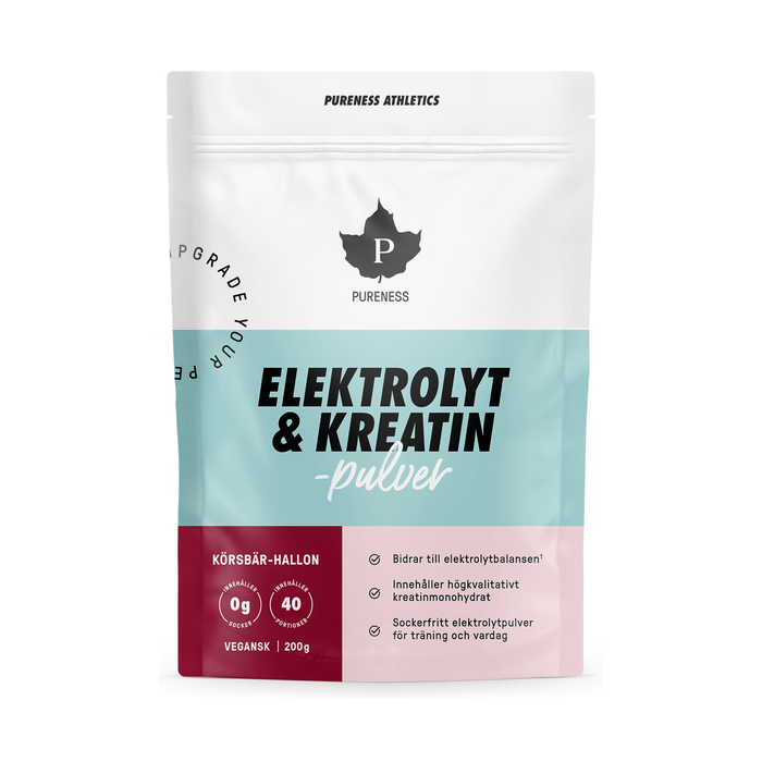 Elektrolyt & Kreatin Pulver Kirseb&aelig;r-Hindb&aelig;r 200 g K&ouml;rsb&auml;r Hallon