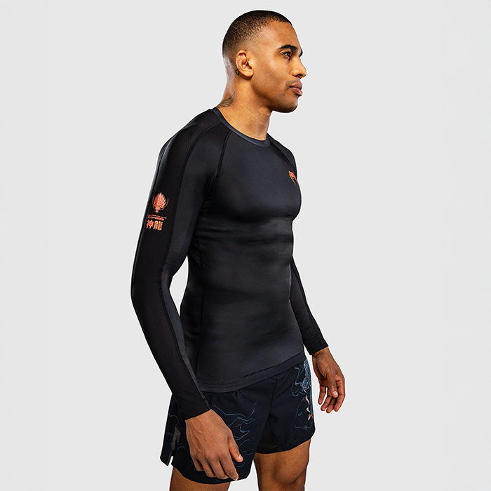 Venum Thunder Dragon Lang&aelig;rmet Rashguard Sort Gr&aring; Kobber
