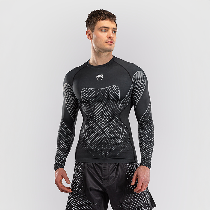 Venum Midnight Fury Lang&aelig;rmet Rashguard Sort Gr&aring; S&oslash;lv