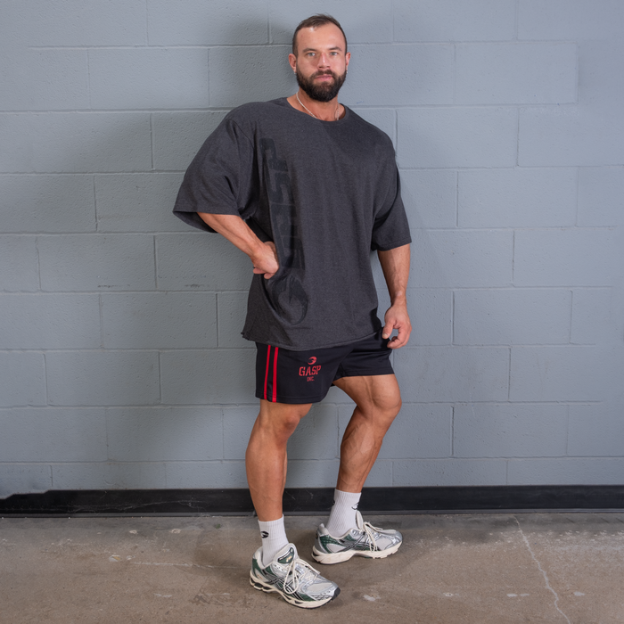 2 Stripe St. Mesh Shorts, Black/Red