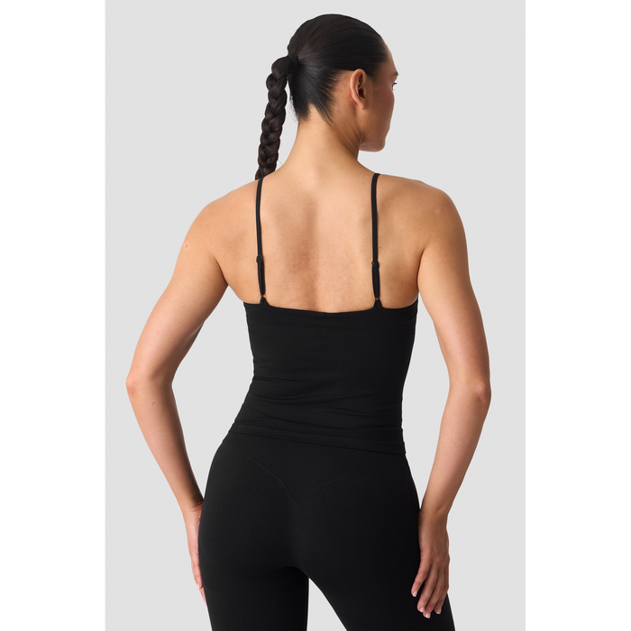 Smooth Seamless 2 i 1 Tanktop med Tynde Stropper Sort