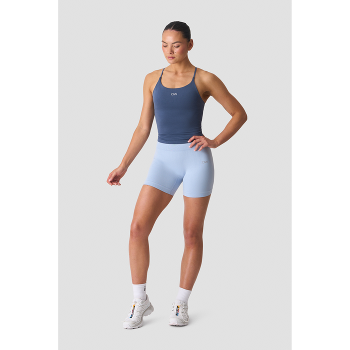 Smooth Seamless 2 i 1 Tanktop med Tynde Stropper Bl&aring;